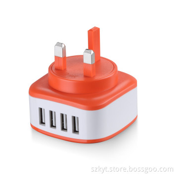 interchangeable adapter 22.5w 5V/4.5A 4 usb wall charger adapter travel USB charger for iphone and samsung with CE,Rohs,Fcc